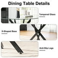 thumbnail image 6 of 5-Piece Modern Round Glass Dining Table Set, 36" Clear Tempered Glass Top with White and Black Velvet Nailhead Trim Chairs, for Dining Rooms, Living Rooms, Small Spaces, 6 of 7