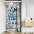 thumbnail image 2 of Beach Shower Curtain Nautical Coastal Ocean Sea Rustic Seashell Fish Starfish Stall Small Single Walk in Half Size Dorm Standing Narrow Stand Up RV Home Bathroom Decor Bathtub Set, 36x72, Blue, 2 of 6