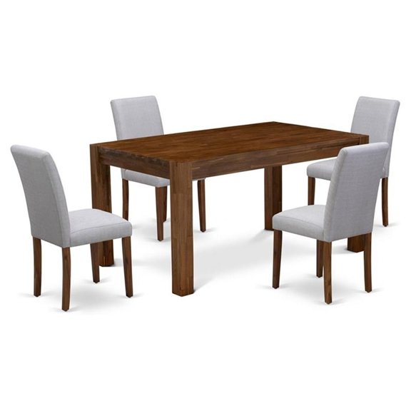 East West Furniture Celina 5-Piece Wooden Dining Set in Natural Walnut/Gray