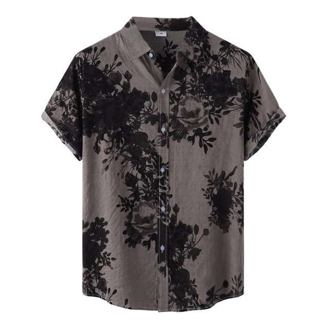 Playeras Hombre Deportivas Camisa Informal Con Estampado Floral Para Hombre, Camisa De Manga Corta Con Cuello Vuelto