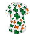 thumbnail image 2 of Nursing Uniforms Shirts Women Irish Shamrock Printed V-Neck Breathable Scrub Tops Short Sleeve Professionals Soft Stretch St. Patrick's Day Workwear Shirt with Pockets (), 2 of 3