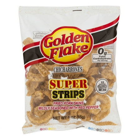 Golden Flake Chicharrones, Super Strips, Bag