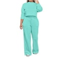 thumbnail image 1 of AherBiu Ensembles de Détente pour Femmes, Hauts à Col Rond, Pantalons Droits, Ensembles 2 Pcs, Vêtements de Printemps et d'Automne, 1 of 7