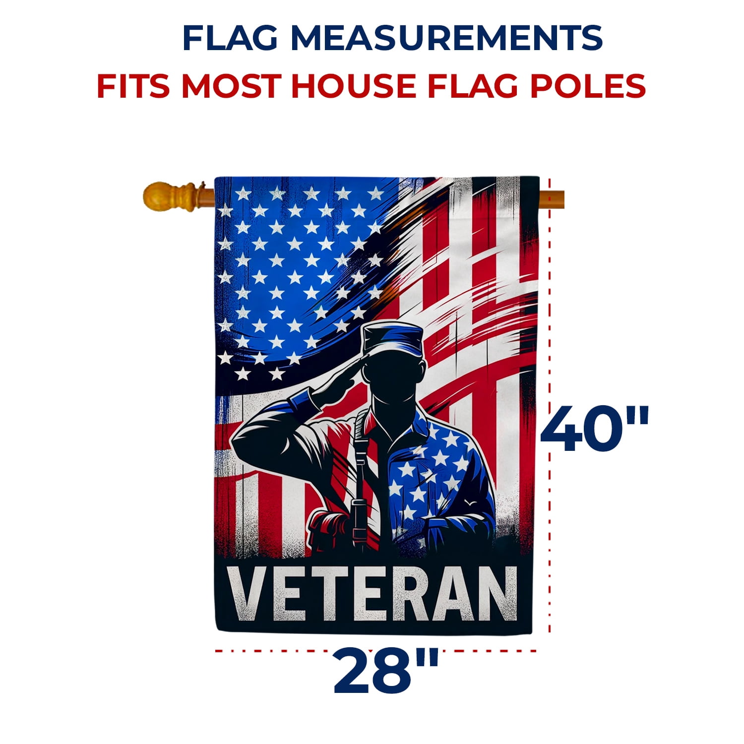 America Forever Veteran Military House Flag, 28x40 inch Double Sided, Armed Forces Soldiers Vets, USA Soldier and Heroes, Patriotic Veterans Day Thank You Banner, Yard Flags for Outdoor