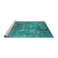 thumbnail image 2 of Ahgly Company Machine Washable Indoor Rectangle Oriental Turquoise Blue Industrial Area Rugs, 7' x 10', 2 of 4