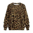 thumbnail image 3 of Xoenoiee Brown Leopard Print Oversized Sweatshirt for Women Crew Neck Fleece Long Sleeve Pullover Dressy Casual Cute Sweatshirt 2025 Fall Clothes, Size 3XL, 3 of 7