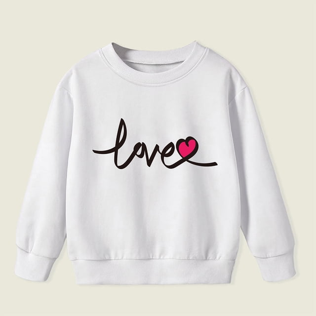RXIRUCGD Mode Hauts à Manches Longues Décontractés pour Filles et Garçons, Blanc, Taille: 5 Ans