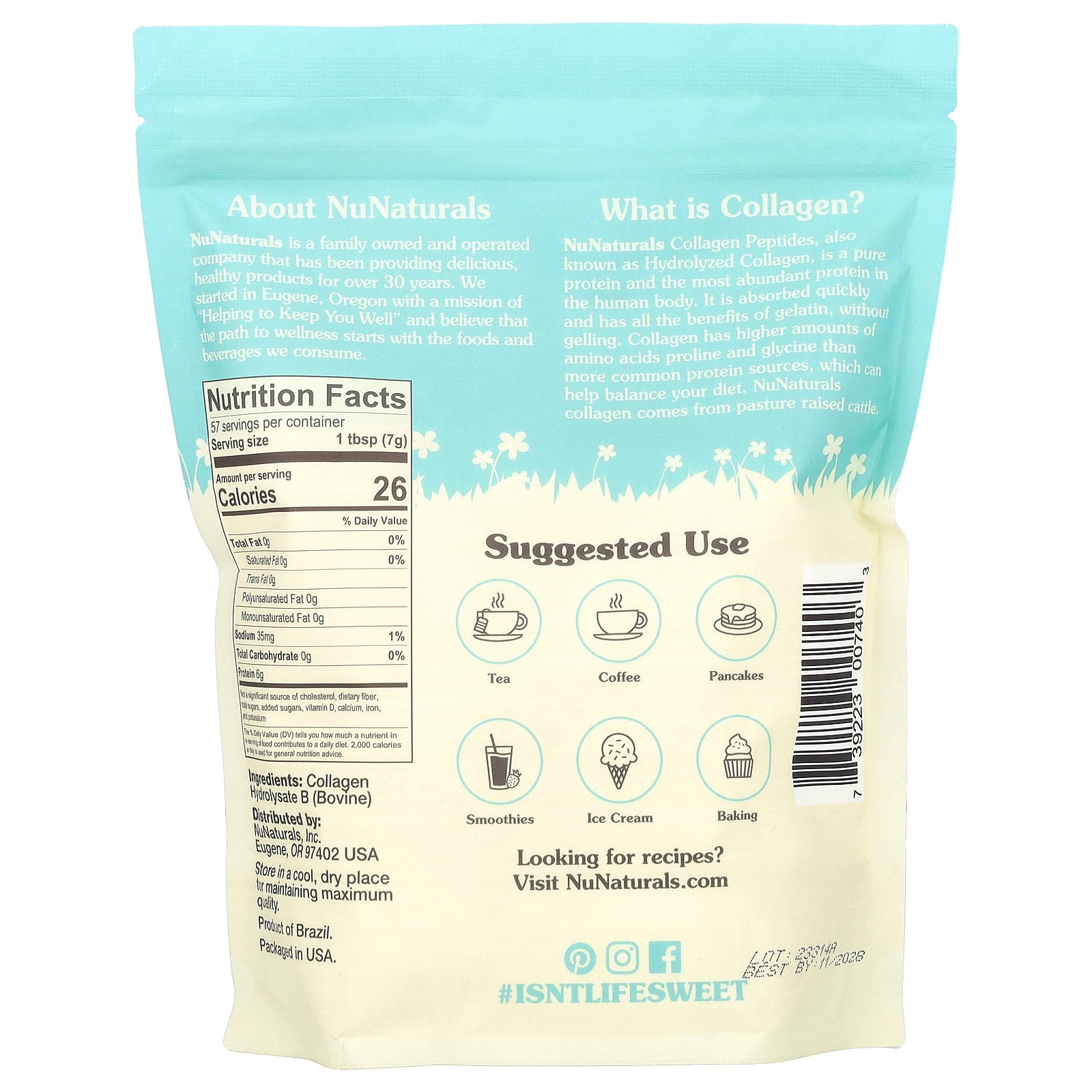 Nunaturals Gelicious Collagen, 14 Oz