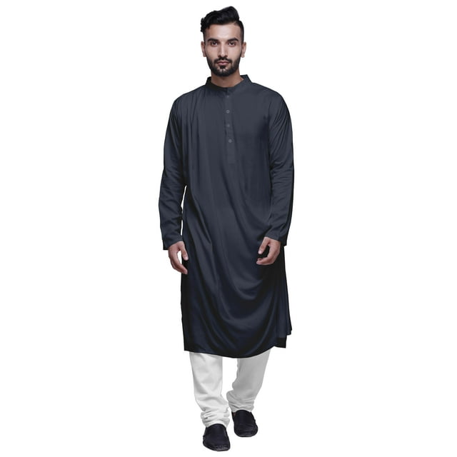 Atasi Kurta pour Homme Uni à Drapé Bénitier en Rayonne Slub Tenue Festive