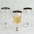 thumbnail image 6 of Efavormart 60 Pack 6oz Silver Detailed Plastic Disposable Short Wine Glasses Cups - Short Stem Clear, 6 of 10