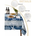 thumbnail image 5 of Navy Blue Coastal Beach Suqare Tablecloth - 60 x 60 Inch, Nautical Starfish Coral Vintage Wooden Waterproof & StainResistant Tablecloth, Washable Oil-proof Table Cover for Dining/Party/Wedding/Buffet, 5 of 9