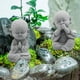 thumbnail image 3 of Linda estatua de Buda bebé, esculturas sonrientes de piedra arenisca, decoración del hogar Feng Shui, estatuilla de monjes delicado Buda Cultural, coche 4 piezas, 3 of 5