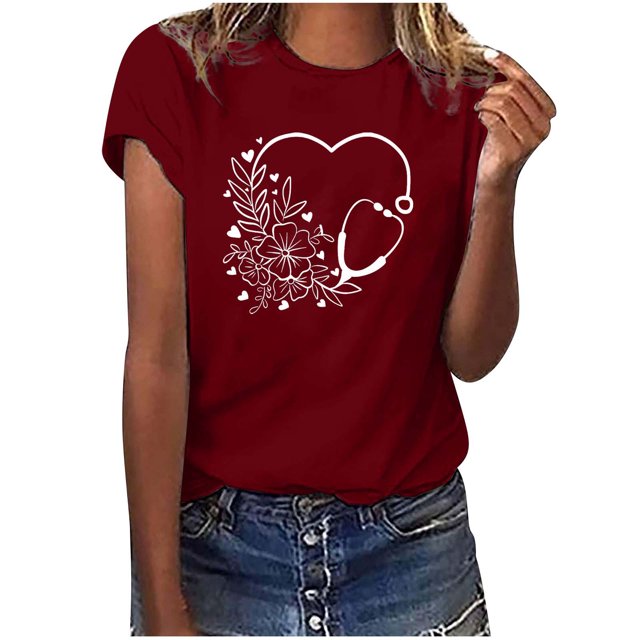 Camisetas con estampado de letras y cuello redondo de verano para mujer, blusas femeninas cómodas y elegantes, Tops OAVQHLG3B Store lin121212