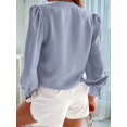 thumbnail image 5 of Women'S Business Casual Tops Summer Long Sleeve Button Down Shirts V Neck Chiffon Blouses Light Grey XL, 5 of 8