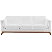 Modway Chance Modern Wood & Fabric Upholstered Sofa in White/Brown