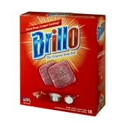 (2 pack) Brillo Steel Wool Soap Pads, 2.5 x 3, Gray/Pink, 18 Pads/Box