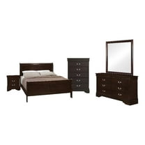 Pemberly Row 5-Piece Wood Queen Panel Bedroom Set in Cappuccino