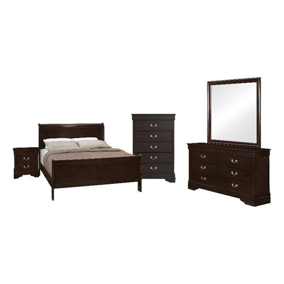 Louis Philippe Panel Bedroom Set with High Headboard