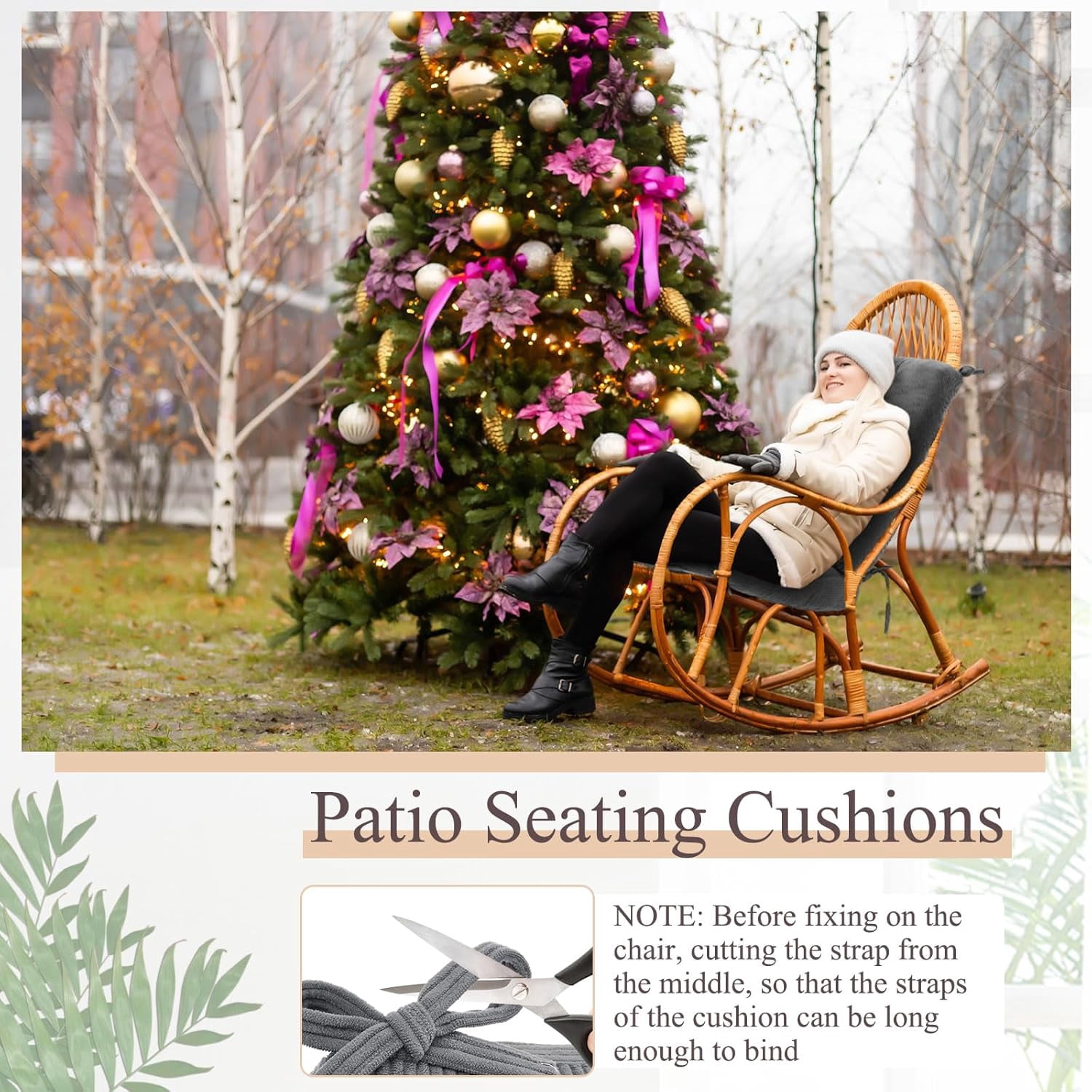 4 Set Outdoor Patio Chair Cushions Corduroy Seat High Back Tufted Pillow Replacement Rocking Patio Chair Pads for Outdoor Indoor Home Office(Dark Gray)