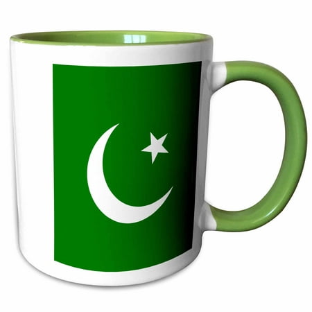 3dRose Flag of Pakistan - Pakistani dark green with white crescent moon and star Islamic country Asia world - Two Tone Green Mug,