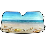 Wellsay Starfish on Beach Car Windshield Sunshade Front Auto Sun Shield Shade Visor Vehicle Accessories, 55"  27.6"679