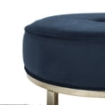 thumbnail image 5 of SAFAVIEH Angelea Contemporary Round Velvet Ottoman, Navy/Brass, 5 of 7