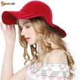 thumbnail image 4 of Spencer Women's Winter Floppy Wide Brim Hat Wool Retro Fedora Floppy Felt Bowler Hat Sun Cap (Wine Red), 4 of 7