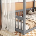 thumbnail image 3 of Miniyam Wood Twin Size Canopy Floor Bed with Guardrails for Kids and Teens, Gray, 3 of 7