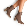 thumbnail image 6 of BURUDANI Women's Ankle Boots low Heel Side Zip Chunky Booties Brown-Pu Size 8, 6 of 6