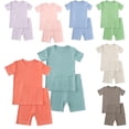 thumbnail image 2 of LYMAYTER Kids Baby Girls Boys T-Shirt Outfit 2PCS Infant Short Sleeve Shorts Casual Sets for 9 Months-7 Years, 2 of 9