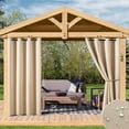thumbnail image 5 of TOPCHANCES Grommet Blackout Curtains Indoor Outdoor Grommet Curtain Room Darkening Window Drapes Thermal Insulated Curtains, 52 x 84 in, Light Brown, 2 Panels, 5 of 8