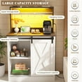 thumbnail image 5 of Homieasy Farmhouse Coffee Bar Cabinet with Charging Station, LED Lighting, Adjustable Shelves & Rustic Sliding Barn Door Design for Kitchen, Dining, or Living Room, Rustic & White, 5 of 9