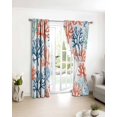thumbnail image 3 of Orange Blue Coral Blackout Curtains for Bedroom/Living Room, Thermal Insulated Kitchen Curtains, Green Gradient Coastal Ocean Color Grommet Darkening Window Treatment Drapes 52"x84"x2, 3 of 8