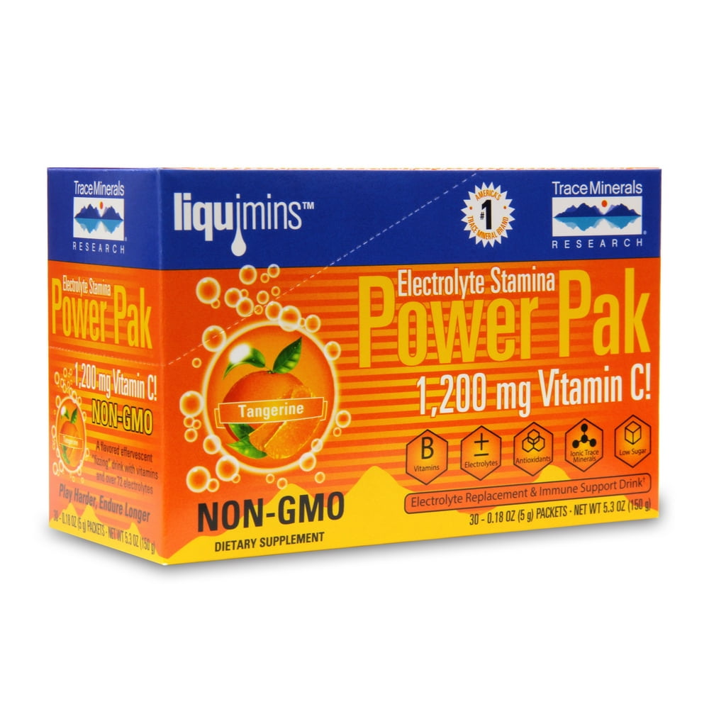 Trace Minerals Electrolyte Stamina Power Pak Packets, Tangerine, 30 Ct