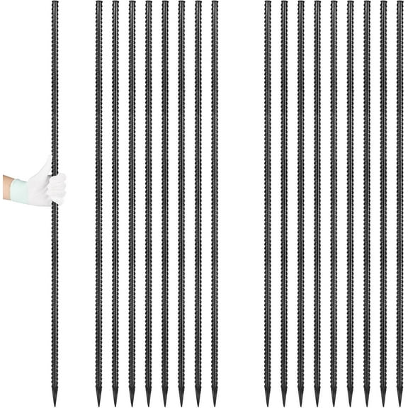 Rebar Stakes 36 inches 16-Pack Concrete Form Stakes Straight 3/8" Diameter Rebar Ground Metal Stakes for Landscaping, Securing Fence, Garden Plants Support, Survey Markers and Securing Trees