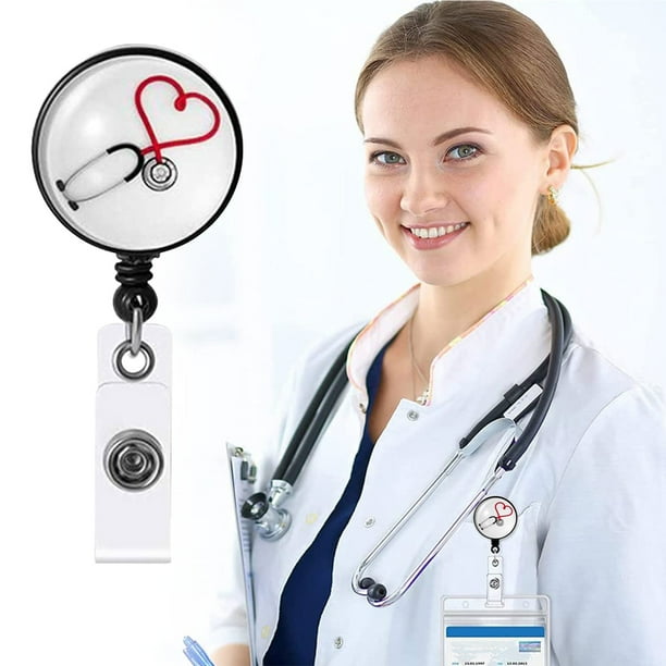 Fiudx Porta Credencial En El Entorno de Enfermera, Cordón Retráctil para Identidad, Recubierto de Mylar, para Uso Médico y Enfermero, Estilo Personalizado, Fácil de Colocar.