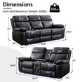 thumbnail image 2 of 2PCS Power Recliner Sofa Sets with Zero Gravity,Bass Speaker,Wireless Charger LED Light,Type-C/USB Port,Cup Holder,Faux Leather Electric Reclining Couch,Loveseat Set,5 Seater,Black, 2 of 8