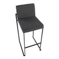 thumbnail image 3 of LumiSource Black Steel, Charcoal Fabric Fuji High Back Barstool - Set of 2, 3 of 8
