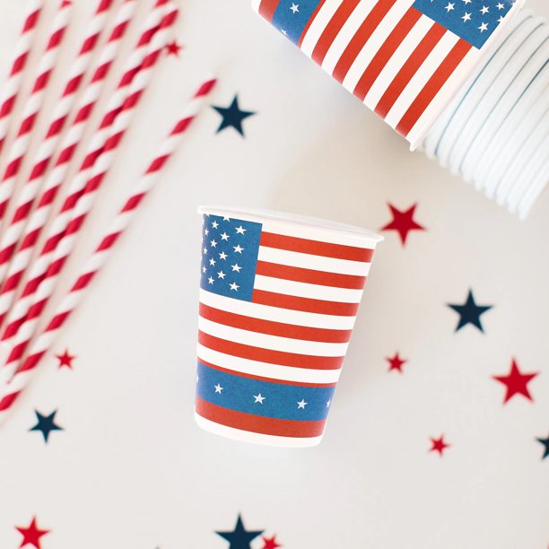 Decoraciones para el Día de los Caídos, Día de la Independencia, vajilla desechable, platos, vasos y servilletas para picnic, artículos para fiestas, decoración para fiestas patrióticas, picnic al air