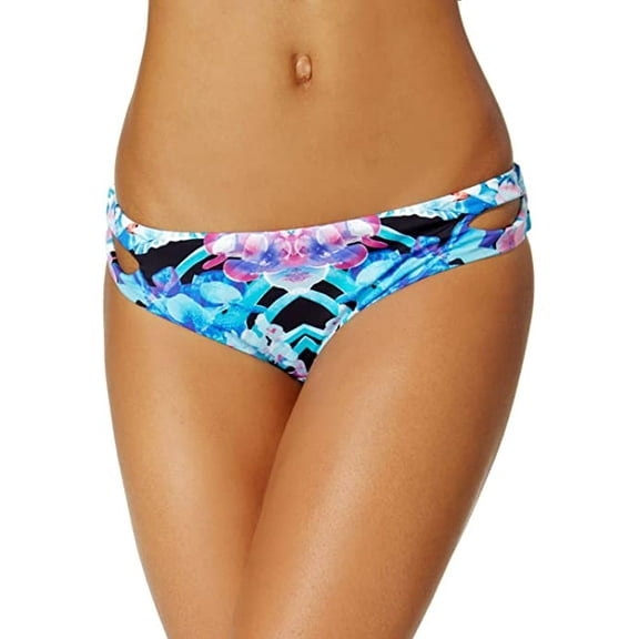 Bar III BLUE MULTI Hot Tropic Keyhole Hipster Bikini Swim Bottom, US Small