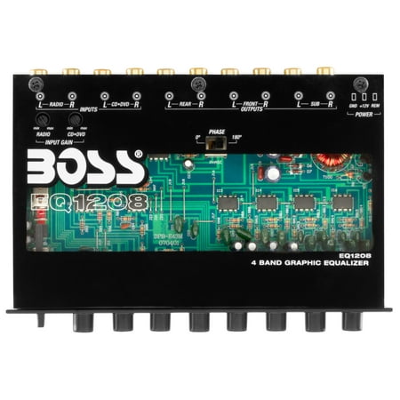 4 Band Pre-Amp Half-DIN Car Equalizer, Subwoofer Output, Dual Color Illumination