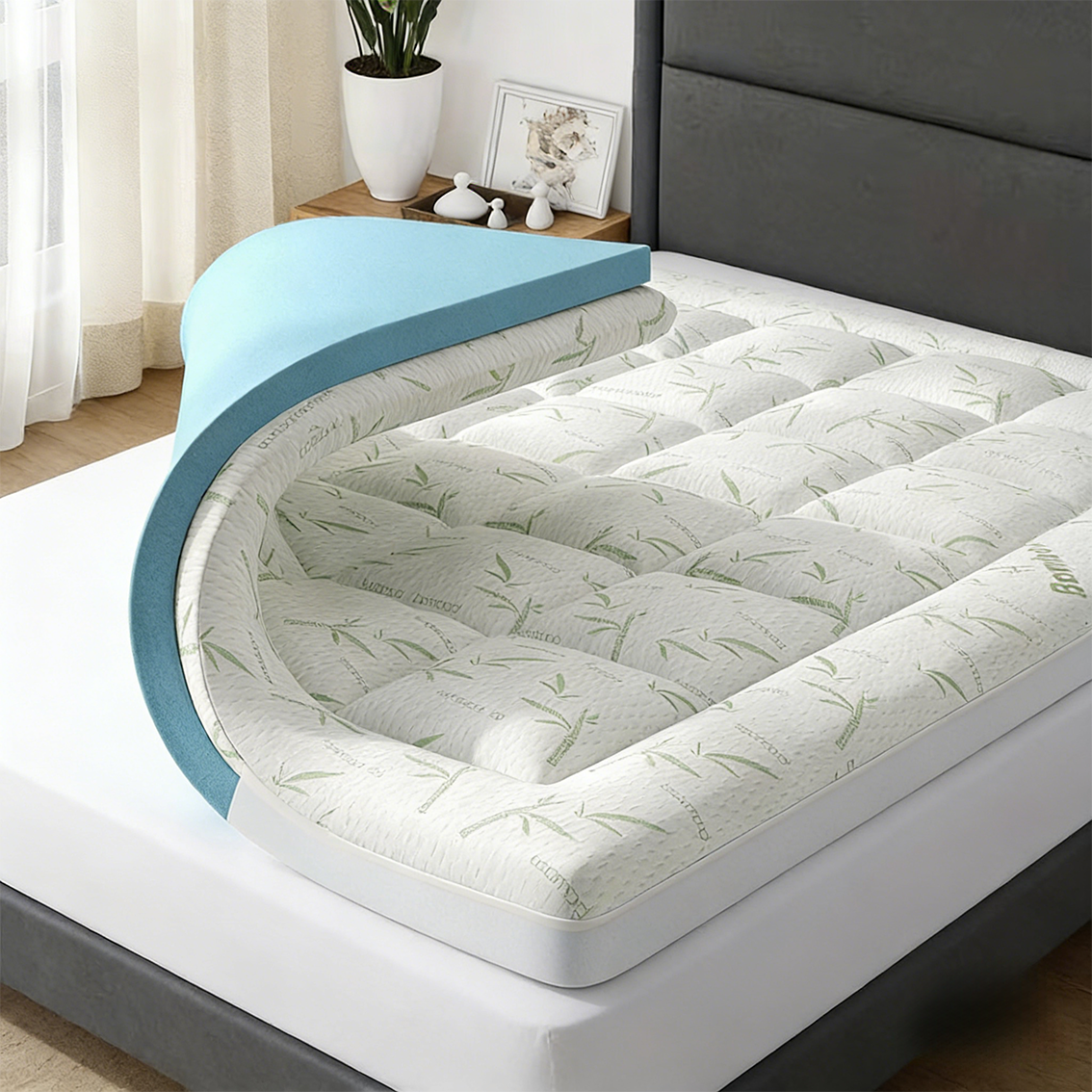 ViscoSoft Coprimaterasso Memory Foam 7,6 Cm Letto Queen Size – Gel Rinfrescante E Antiscivolo