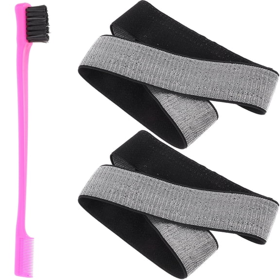 UPOUART 1 Set Adjustable Wig Bands with Buckle Design and Shiny Dual Headed Brush for Comfortable Fixation