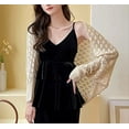 thumbnail image 6 of StylesILove Women Lightweight Crochet Hollow Bolero Shrug Long Sleeve Cardigan Soft Sweater Open Front Cape Shawl (Beige), 6 of 7