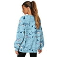 thumbnail image 6 of SCRAWLGOD Shark Print Blue Womens Round Neck Sweatshirts with Pockets Long Sleeve Trendy Pullover Casual Soft Drop Shoulder Loose Fit Tops Fall Clothes, S, 6 of 7