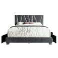 thumbnail image 3 of Home Design Hanover Queen Upholstered Storage Platform Bed Frame with Silver Acrylic Strip Headboard and Four Under-Drawers, Dark Gray, Easy Assembly, 3 of 6