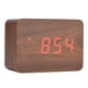 thumbnail image 1 of Reloj despertador digital electrónico de madera con pantalla LED de temperatura y control de sonido, color marrón, 1 of 8
