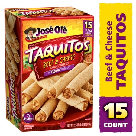 Jose Ole Chicken & Cheese Flour Taquitos Mexican Food, 22.5 oz 15 Count (Pack of 8)