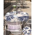 thumbnail image 4 of Outdoor Tablecloth Tropical Palm Round Patio Tablecloths 60 Inch, Waterproof Outside Table Cloths with Umbrella Hole and Zipper, Blue Leaves Vintage Summer Table Cover for Outdoor Tables Garden, 4 of 6