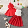 thumbnail image 4 of Gvdentm Baby Girl Christmas Outfit Cute Bow Floral Print Sleeveless Dress and Ruffle Cardigan Set Summer 2 Piece Outfits(Red,9-12 Months), 4 of 8